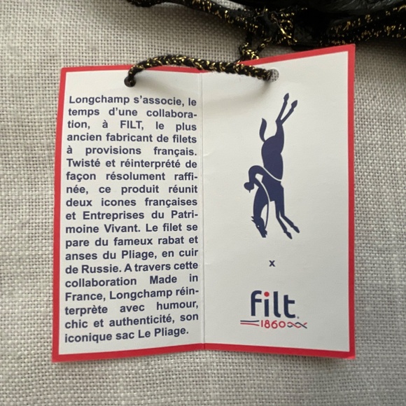 Longchamp Le Pliage Filet XS Stretch Mesh Crossbody Black Gold Bag NWT - Picture 9 of 14